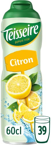 Teisseire Sirup Zitrone für Erfrischungsgetränke, Cocktails, Flasche 60 cl