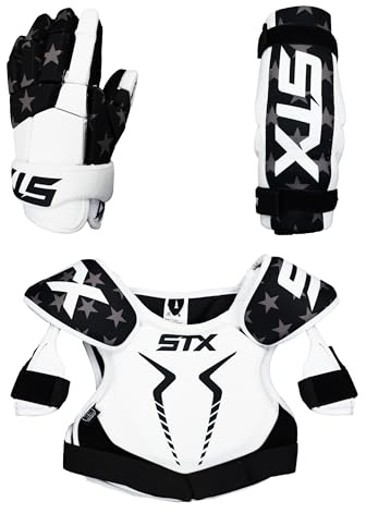 3-Piece STX Stallion 75 USA Youth Starter Set (LG) - LG Shoulder Pads, LG Gloves, LG Arm Pads