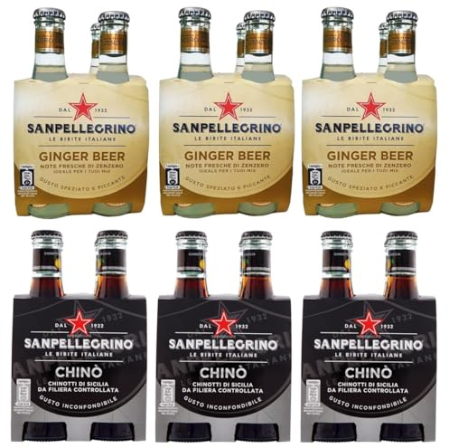 24er-Pack Testpaket San Pellegrino Chinotto Alkoholfreies Getränk + Ginger Beer Alkoholfreies Getränk mit Noten von Ingwer 20cl Einweg-Glasflasche