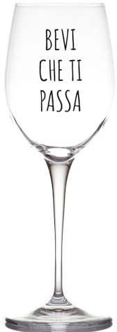 Generico Bevi che ti passa Bicchiere Calice da Vino Bianco Rosso Spritz Drink Personalizzato Dedica Idea Regalo Amiche Originale Festa Della Mamma Compleanno Natale Cena