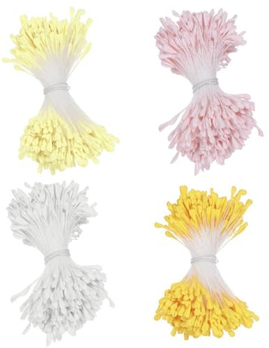 JINJUMEI Lot de 1400 étamines artificielles en Forme de Malt, étamine de Fleur Double Tête Faite à la Main Pistil de Pollens Floraux Artificiels pour la Fabrication de Fleurs, Décoration Artisanale