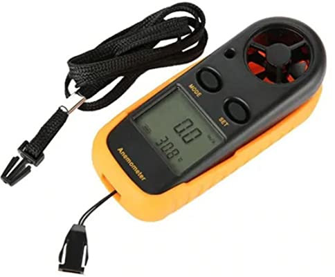 Anemomètre Numérique, Compteur de Vitesse du Vent de Poche avec Mesure de la Température, écran de Rétroéclairage LCD, Batterie CR2032 Incluse, pour les Sports de Plein Air, la