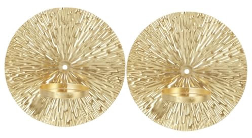 Cabilock 2 Piezas Candelabro Decorativo montado en la Pared Dorado portavelas Colgante Boda Redondo Titulares pequeño candelabro de Pared candelabro para Colgar en la Pared portavasos Metal