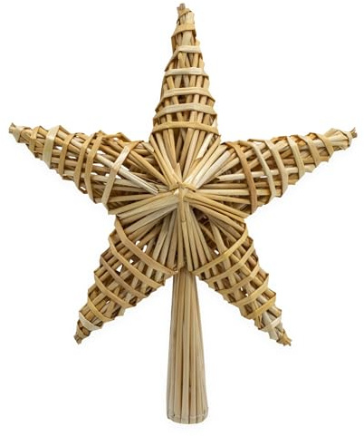 Stella di paglia classica – 24 cm – Punta per albero di Natale 3D Tradizionale – Albero di Natale decorativo in pizzo a stella