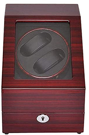 HUIBBGO Caja enrolladora de Relojes, Doble enrollador de Relojes, Caja de Madera para exhibir Relojes automáticos, Estuches para Relojes con Pilas, Regalo navideño