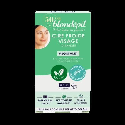 Blondépil Cire froide végétale visage naturelles végan x12 bandes