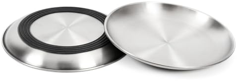 Bafiwu 2 Pack Stainless Steel Cat Bowls, 6.7 Shallow Cat Plates with Non-Slip Silicone Bottom, Whisker Friendly Cats Dishes and Bowls for Indoor Cats, Food and Water