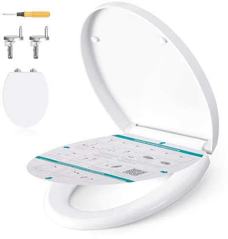 SONGMICS Abattant WC Forme O, avec Frein de Chute, Poignée, Clipsable, Lunette de Toilettes Universel, Installation Facile, Siège en Plastique PP, Capacité 300 kg, Blanc BTL001WZ01