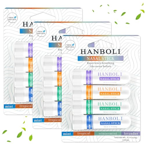 Confezione da 12 stick nasali, stick nasale, penna inalatore per oli essenziali, inalatore nasale portatile per viaggiare e aumentare la concentrazione e pulire i passaggi nasali