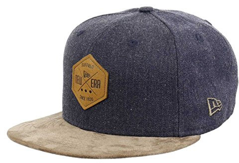 New Era Hexagon Patch Heather Indigo Brown Suede 59Fifty Basecap - 8-64cm (XXL)