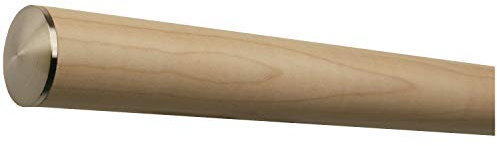 runder Ahorn Handlauf Geländer lackiert mit montierten Edelstahl Endstücken Länge: 2000 mm 200 cm 2,0 m Enden mit leicht gewölbte Edelstahlkappe