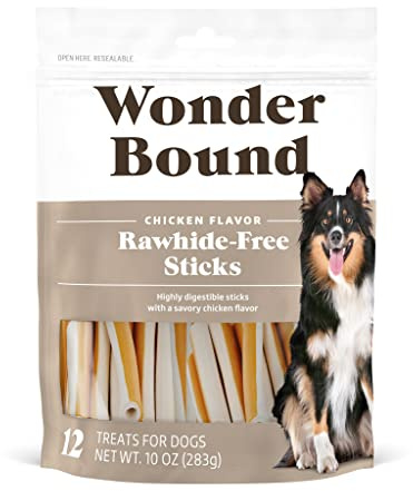 Wonder Bound Chicken Flavor Dog Treat Sticks - 12 Count - Rawhide-Free, Dental Health Chews for Plaque & Tartar Control, Easy Digest, Long-Lasting Snack