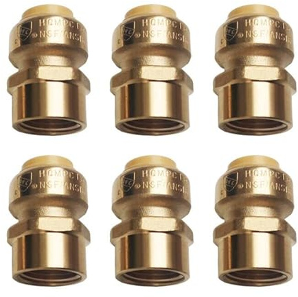 HQMPC Pex Fitting 3/4 Female Npt x 3/4 Push Fitting Straight Coupling Push Fit PEX Fittings Female, Push-to-Connect Copper, CPVC, No Pb Brass Plumbing Fittings (6PCS, 3/4)