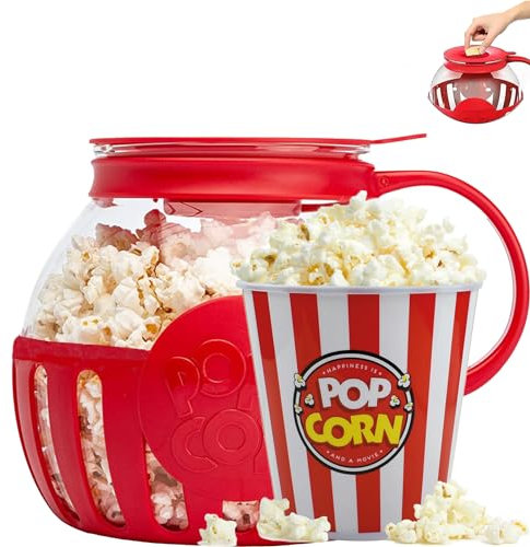 EVER GOODS - Popper de Palomitas de Maíz Para Microondas, derrite tu salsa favorita, Recipiente para Cocinar Palomitas con Tapa y Asa, Tazón de Palomitas de Maíz, Palomitero mantequilla, popcorn maker