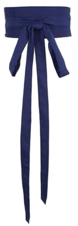Inzegao Baumwoll-Leinen-Obi-Gürtel für Frauen, verlängerte Schnürung, Wickel-Taille, breiter Cinch-Gürtel für Kleid, Selbstknoten, Taillenband, Gürtel, Marineblau, Wide 3.94