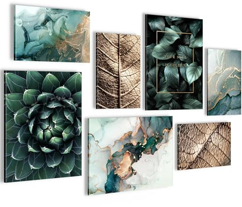 Novart Tableaux Decoration Murale Ensemble avec des Fleurs Abstraites Tabloeau - PRÊT À ÊTRE ACCROCHÉ - Aucun Cadre Nécessaire - Chambre Salon Cuisine - N032671a