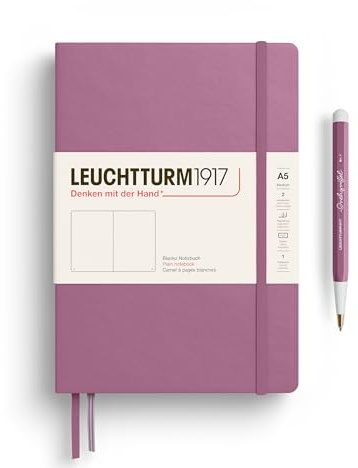 LEUCHTTURM1917 372184 Notizbuch Medium A5, Hardcover Schreibbuch, 251 nummerierte Seiten, Dusty Rose, blanko