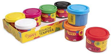 Jovi P508 Flüssigfarbe, 8 Dosen à 35 ml, mehrfarbig, leicht zu waschen, glutenfrei, ideal für die Schule