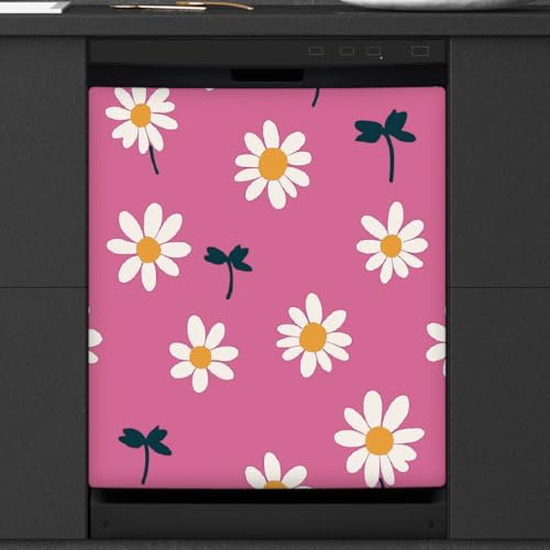 Copertura magnetica per lavastoviglie, decorazione per porta d'ingresso, libellula rosa, semplice copertura magnetica per frigorifero per elettrodomestici da cucina, 58,4 x 66 cm