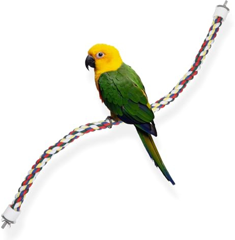 Bird Cotton Rope Perch, Bendable Bungee Climbing Swing for Birds, Colorful Fun Climbing Parakeet Rope Perch Toy for Parrots, Cockatiels, Parakeets, Budgie Cages Comfy Birds