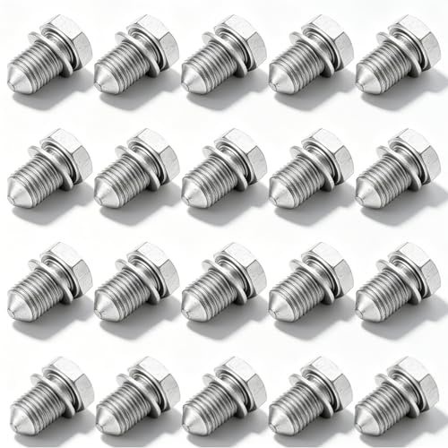 Halorin 20 tornillos de drenaje de aceite con anillo de estanqueidad: longitud de rosca M14 x 1,5, tornillo de aceite de aleación, tornillo de drenaje de aceite, compatible con N90813202 para cárter