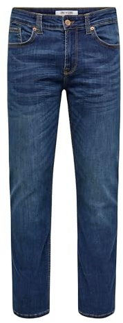 Only & Sons Slim fit Jeans ONSWEFT Mid Waist Regular Fit Jeans Medium Blue Denim 32 34 Medium Blue Denim