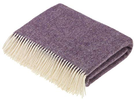 Bronte by Moon Shetland Wool Herringbone Throw Lavender - British Made
