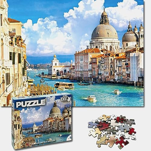 Universal Castle 1000 Pieces Jigsaw Puzzles Age 12+ for Adults Landscape Panorama Italy Sense Photo Classic Impossible Puzzle Toys (Basilica, Venice Italy)