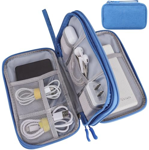 Teskyer Travel Cable Organiser Bag, Travel Essential, Sky Blue