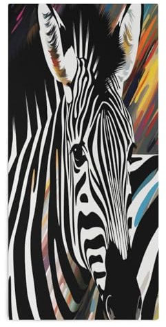 YJWANDO Mikrofaser-Handtücher, abstraktes Tier-Design, Zebramuster, Lanyard-Design, stark saugfähig, Handtücher, Haushaltshandtücher, Wischtuch