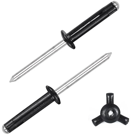 ALLCLEAN 3/16 x 1 Tri-Fold Rivets Assortment - 120Pcs,Black Tri-fold Exploding Pop Rivets Solid Aluminum Tri Grip Rivets Bulb Style Rivets for Kayak Marine Boat