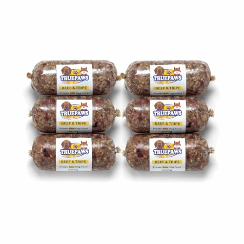 Raw Dog Food Frozen Complete BARF Beef & Tripe Mince Meal for Dogs - Frozen, Raw Food in 40 x 500g Rolls (20kg Total)
