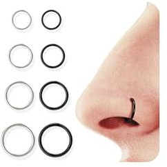 BodyBonita 8/5/4 Piezas Aros Nariz y Oreja - Acero Inoxidable 316L Septum Tragus Daith Rook Helix Labios Pendientes 20G/18G/16G para Hombre y Mujer