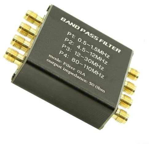 Radio Vorfilter mit 4 Passfiltern BPF 06A 1Hz-300MHZ 50 Ohm für SMA Buchse, Metallband Passfilter Vorfilter Modul Reduktionsschnittstelle