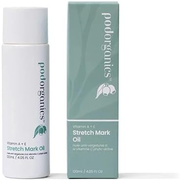 Pod Organics Vitamin A + E Stretch Mark Oil for Pregnancy | With Vitamins A, C, E & Organic Rosehip | Hydration for Bump, Hips & Thighs | Vegan skincare made in Australia for babies & mums