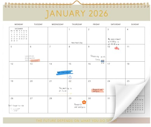 2026 Calendar, Wall Calendar 18 Months Monthly Planner Jan.2026 to Jun.2027, Family Calendar 2026 Month to View, for Planning and Organizing