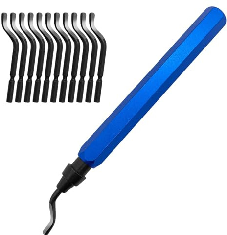 Skythrive Sbavatore di Attrezzi Set, Sbavatura Strumento Universale, Set Attrezzi con 11 Lame BS1010 360° per Stampe 3D, Tubi, Plastica, Alluminio, Rame, PVC e Acciaio