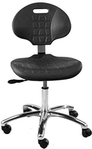 Everlast - E Polyurethane ESD Chair, Manual Back Adj., 5-Star Polished Aluminum Base, ESD Dual Wheel Hard Floor Casters , Seat Height Adjustment 15.5-20.5