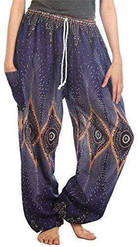 Lofbaz Pantaloni Coulisse da Donna Harem Boemo Bohemien Casual Aladdin