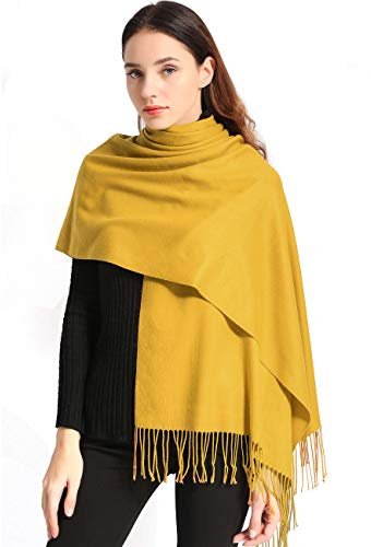 EASE LEAP Pashmina Regalo Boda Invitados Bufanda De Invierno Para Mujer Chal Fiesta Suave Grueso para Mujeres Estolas 200X74cm（Amarilla