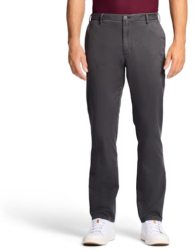 IZOD Men's Saltwater Stretch Flat-Front Chino Pants, Asphalt Strt, 36W x 32L
