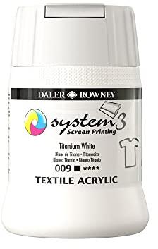 Daler-Rowney System3 Textile Acrylic Screen Printing Ink, Plastic Pot, 8.45oz - 250 ml, Titanium White