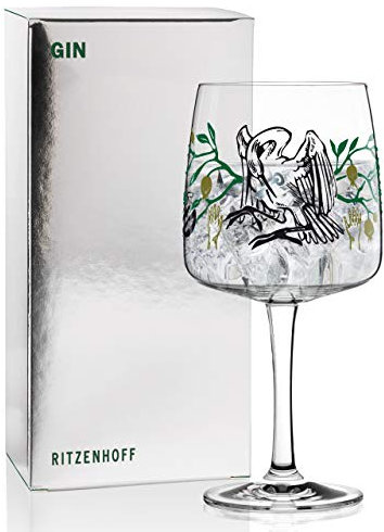 RITZENHOFF Gin Ginglas von Karin Rytter (Alchemist), aus Kristallglas, 700 ml, mit echtem Platin, Mehrfarbig, 1 Stück (1er Pack)