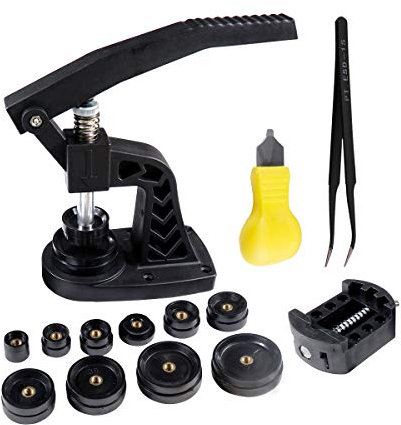 Alwesam Uhrendeckelpresse,18-Teiliges Uhrenreparaturset Mit UhrenöFfner,Uhrendeckelpresse,12 Pcs Druckplatten
