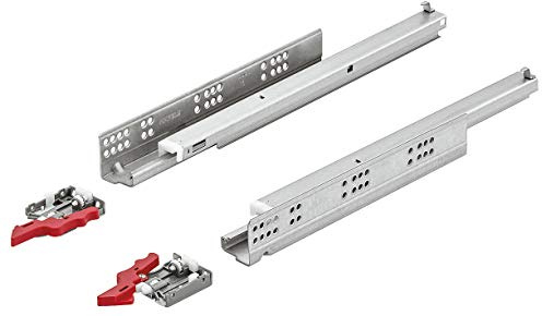 Gedotec Schubladenschienen Vollauszug 550 mm Unterflurführung mit Push-to-Open | Teleskopschienen Matrix Runner UM A30 | Schienen für Holz-Schubkästen | 1 Paar - Schubladen-Auszüge mit Kupplungen