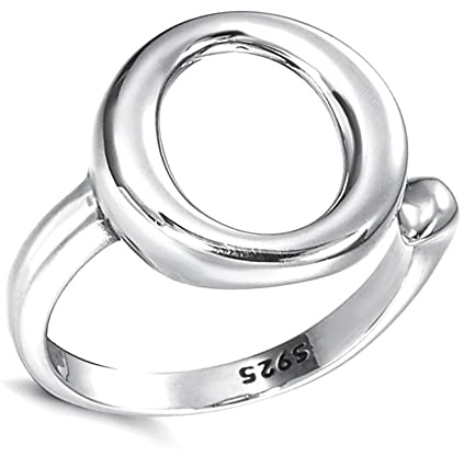 Helen de Lete Anillo ajustable de plata de ley S925 con círculo geométrico oval O Line
