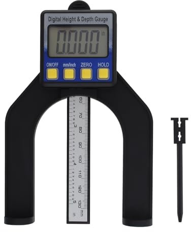 Smgda Digitaler Tiefenmesser, Höhenmesser mit LCD-Display, magnetisch, selbststehend, für Frästisch für Sägetisch, Dickenmesser für Holzbearbeitung, Heimwerkzeug