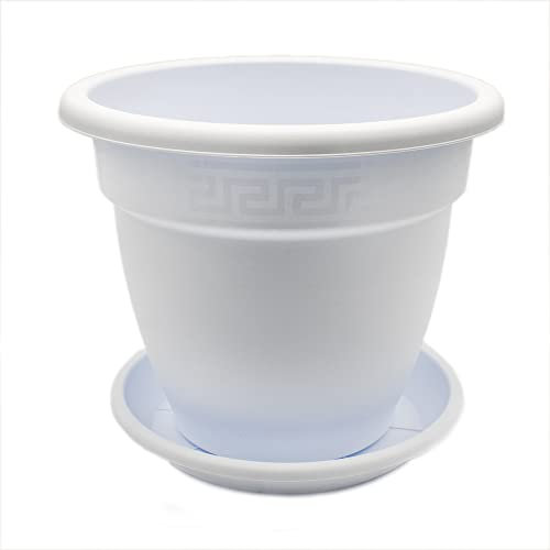 CABLEPELADO - Maceta 60 cm - Maceta Plastico 45 cm - Fabricado en PP Apto balcón, jardín, Patio, Interior - Macetero rendondo 60 cm + Plato macetero de plastico - Blanco