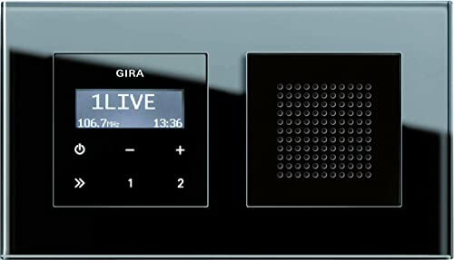 Badradio RDS Unterputz-Radio Schwarzglasoptik mit Lautsprecher und Esprit Glasrahmen