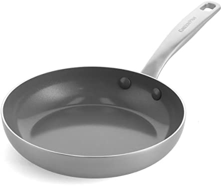 Greenpan Chatham Tri-Ply Stainless Steel Healthy Ceramic Nonstick 8 Frying Pan Skillet, PFAS-Free, Induction Suitable, Dishwasher Safe, Silver
